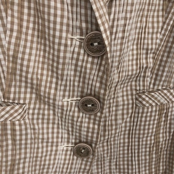 CAbi Ginger Snap Tan and White Check Lightweight Blazer Style Button Jacket Sz S - Picture 7 of 12